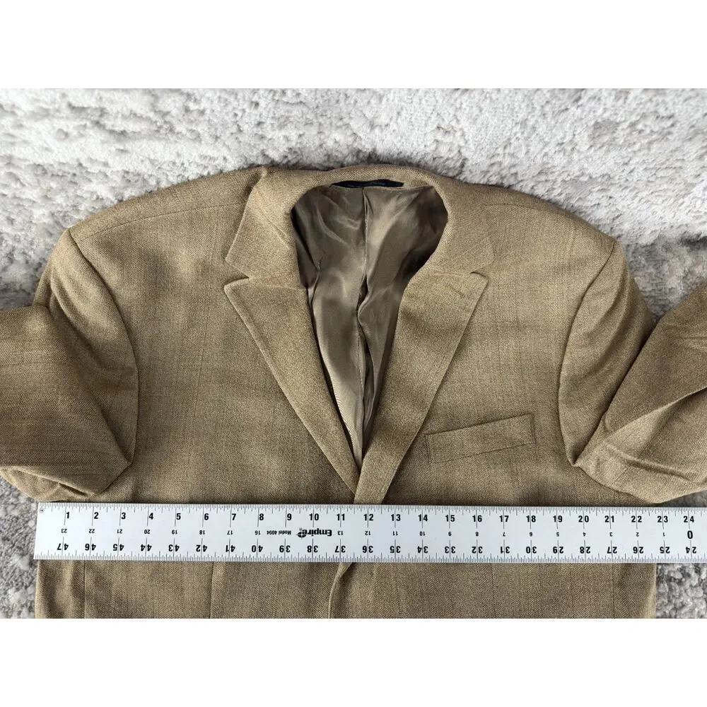 Lauren Ralph Lauren Size 44L Wool Silk Blend Career Blazer Jacket‎ Beige Notched
